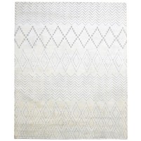 Modern Hand Knotted Wool Ivory 8' x 10' Rug