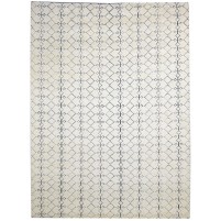 Modern Hand Knotted Wool Ivory 9' x 12' Rug