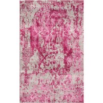 Rose Pink / Mexican Red Silken Modern 9x9 Square Rug