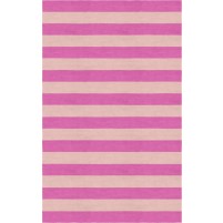 Handmade Pink Peach HSAK06AK12 Stripe Rugs 6'X9'