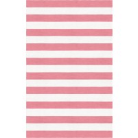 Handmade Pink White HSAO08AH12 Stripe Rugs 6'X9'