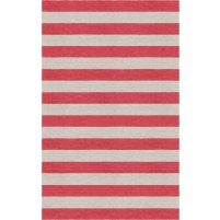 Handmade Silver Red HSTR-1005  Stripe Rugs 5' X 8'
