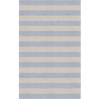 Handmade Silver Light Blue HSTR-1010  Stripe Rugs 8' X 10'