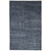 Modern Hand Knotted Wool / Silk (Silkette) Charcoal 5' x 8' Rug