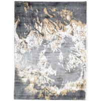 Modern Hand Woven Silk (Silkette) Dark Grey 5' x 6' Rug