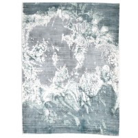 Modern Hand Woven Silk (Silkette) Grey 5' x 6' Rug