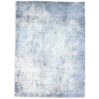 Modern Hand Woven Silk (Silkette) Blue 5' x 6' Rug