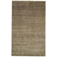Modern Hand Knotted Wool / Silk (Silkette) Brown 5' x 8' Rug