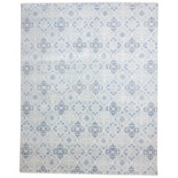 Modern Hand Knotted Wool Blue 8' x 10' Rug