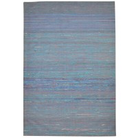 Modern Jacquard Loom Wool / Silk (Silkette) Blue 5' x 7' Rug
