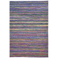 Modern Jacquard Loom Wool / Silk (Silkette) Blue 5' x 7' Rug