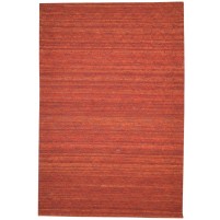 Modern Jacquard Loom Wool / Silk (Silkette) Red 5' x 7' Rug