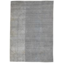 Modern Hand Woven Wool / Silk (Silkette) Dark Grey 6' x 8' Rug