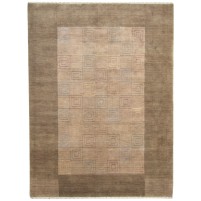 Modern Hand Woven Wool / Silk (Silkette) Brown 6' x 8' Rug