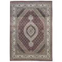 Traditional-Persian/Oriental Hand Knotted Wool / Silk (Silkette) Red 6' x 8' Rug