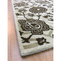 Handmade Wool Floral Beige/ Brown 5x8 lt1090 Area Rug