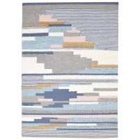 Modern Dhurrie Wool Blue 4' x 6' Rug