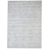 Modern Handloom Wool / Silk (Silkette) Silver 5' x 6' Rug