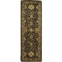 Traditional-Persian/Oriental Hand Tufted Wool Black 3' x 8' Rug