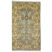 Traditional-Persian/Oriental Hand Knotted Wool / Silk (Silkette) Blue 3' x 5' Rug