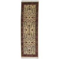 Traditional-Persian/Oriental Hand Knotted Wool Ivory 3' x 8' Rug