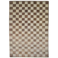Modern Hand Knotted Wool Brown 6' x 9' Rug