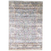 Traditional-Persian/Oriental Hand Knotted Silk Dark Grey 6' x 8' Rug