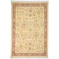 Traditional-Persian/Oriental Hand Knotted Wool Beige 6' x 9' Rug