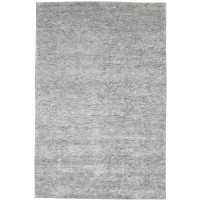 Modern Hand Knotted Wool / Silk (Silkette) Dark Grey 6' x 9' Rug