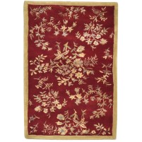 Modern Hand Tufted Wool / Silk (Silkette) Red 3' x 5' Rug