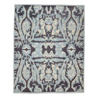 Transitional Hand Knotted Wool Blue 8' x 10' Rug