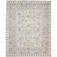 Traditional-Persian/Oriental Hand Knotted Wool Silk Blend Beige 8' x 10' Rug
