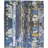 Modern Hand Knotted Wool Silk Blend Charcoal 8' x 10' Rug