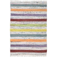 Modern Hand Woven Cotton Multi Color 5' x 7' Rug