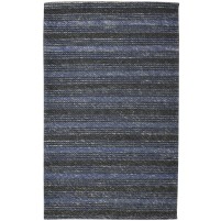 Modern Hand Woven Wool Blue 5' x 8' Rug