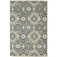 Transitional Hand Knotted Wool Green 4' x 6' Rug