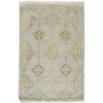 Traditional-Persian/Oriental Hand Knotted Wool Silk Blend Grey 2' x 3' Rug