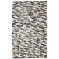 Modern Hand Woven Leather Charcoal 5' x 8' Rug