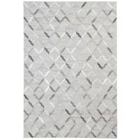 Modern Hand Woven Leather / Cotton Grey 4' x 6' Rug