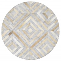 Modern Hand Woven Leather / Cotton Grey 4' x 4' Rug