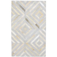 Modern Hand Woven Leather / Cotton Grey 3' x 5' Rug