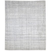 Modern Hand Knotted Wool / Silk (Silkette) Beige 8' x 10' Rug