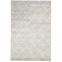 Modern Hand Knotted Wool / Silk (Silkette) Beige 6' x 9' Rug