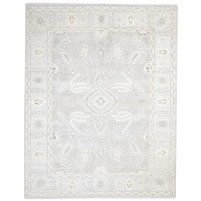 Traditional-Persian/Oriental Hand Knotted Wool Silk Blend grey 8' x 10' Rug