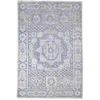 Traditional-Persian/Oriental Hand Knotted Wool / Silk (Silkette) Purple 6' x 9' Rug