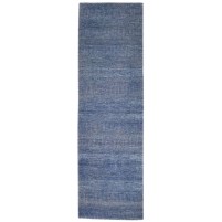 Modern Hand Knotted Wool Charcoal 2' x 7' Rug