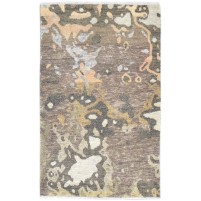 Modern Hand Knotted Wool Brown 3' x 5' Rug
