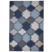 Modern Hand Tufted Wool Blue 3' x 6' Rug