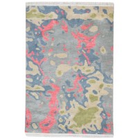 Modern Hand Knotted Wool Grey 4' x 5' Rug