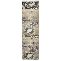 Modern Hand Knotted Wool Sand 3' x 10' Rug